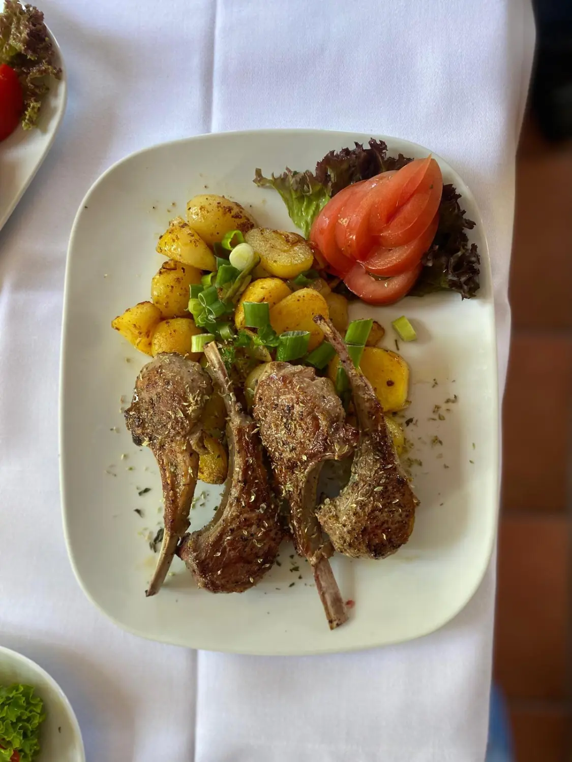 Balkan Grill - Stäbchen aus Hammelfleisch mit Kartoffeln und Salat